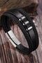 Men's Bracelet Genuine Leather Black Knitted Simple Modern Stylish Design - 2