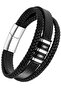 Men's Bracelet Genuine Leather Black Knitted Simple Modern Stylish Design - 4