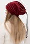 Women's Burgundy Fleece Beanie Fleece Neck Collar with Two Different Shapes - 3