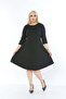 Women's Black Plus Size Flared Dress with Sleeves