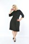 Women's Black Plus Size Flared Dress with Sleeves - 3