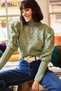 Women's Water Green Small Pompom Sleeve Detailed Waist Top Knitwear Sweater KZK-19000253 - 2