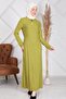 Women's Green Cotton Viscose Polka Dot Hijab Dress - 3