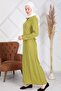 Women's Green Cotton Viscose Polka Dot Hijab Dress - 4