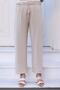 Huban Moda Women's Beige Elastic Waist Wide Leg Loose Summer Trousers Aerobin-865829 Aerobin-865829 - 4