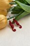 Bright Red Color Antiallergic Seahorse Earrings - 2