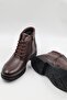 Men's Genuine Leather Furry Brown Casual Boots - 5