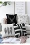 Double Sided Black and White Colored 4-Piece Concept Raschel Knitted Pillow Throw Pillow Cover Set
