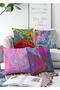 Double Sided Water Paint Marbling Art Designed 4-Piece Raschel Knitted Throw Pillow Cover Set
