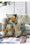 Abstract Drawings Motif Digital Printed Decorative 4-Piece Double Sided Raschel Pillow Throw Pillow Cover Set