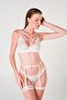 Gartered Cupless Rubber Detailed Bra Set - 2