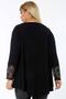 Flock Print Rose Motif Long Sleeve Skirt and Lace Blouse with Sleeve - 5