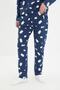 Navy Blue Regular Fit Printed Top Hooded 100% Cotton Pajamas Set Tmnaw22Pt1067 - 3