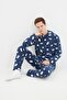 Navy Blue Regular Fit Printed Top Hooded 100% Cotton Pajamas Set Tmnaw22Pt1067 - 5