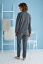 13384 Women's Crew Neck Printed Long Sleeve Pajamas Set - 2