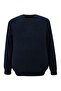 Men's Large Size Oversize Crew Neck Thessaloniki Sweater Navy Blue