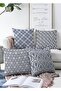 4-Piece Double-Sided Raschel Knitted Pillow Throw Pillow Cover Set with Geometric Shapes on Denim Floor
