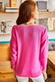 Women's Fuchsia Collar Lace Knitwear Blouse BLZ-19001605 - 4