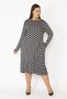 Women's Plus Size Colorful Long Sleeve Point Pattern Crepe Dress 65n28334