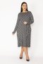 Women's Plus Size Colorful Long Sleeve Point Pattern Crepe Dress 65n28334 - 5