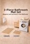 Non-Slip Base Digital Printed 3-Piece Bathroom Mat Set – Washing Machine, Toilet Seat, and Bathroom Rug - 4