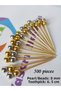 500 Pieces Decorative Gold Silver Double Color Double Pearl Beaded Party Toothpicks 6.5 cm - Pearl 8 mm