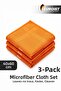 Premium Microfiber Glass Cloth 3 Pieces |   Orange, Thick Textured, Long-Lasting Cleaning Cloth. Strong Fabric Structure, Resistant to Bleach, Orange 40X60