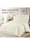 100% Cotton Satin Striped Double Duvet Cover Set - Cream - 5
