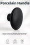 Porcelain Round (1 Piece) Plain Black Color Furniture Kitchen Wardrobe Cabinet Door Handle Drawer Handle