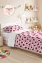 Ladybug Pink Girls' Pique Set - Black and White Baby Room Bedspread with Hearts - 160X220 cm