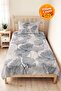 Blue Floral Modern Pique Set - White Gray Floral Single Quilted Bedspread 160X220 cm