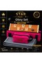 Okey Game Set with Fusia Bag, Gray Game Table Cover, Wooden Okey Set