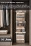 3-Piece 30Lt Lockable Lid Storage Box - Elora Multi-Purpose Organizer Deep Organizer Box Beige - 2