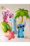 Lilo Stitc Balloon and Angel Balloon 1 Year Old 6 Piece Giant Size Tropical Birthday Balloon Set