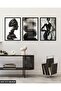 Brush Drabeleri Female Silhouette 3 Piece Wooden Framed Painting Act - 3