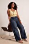 Lacivert Yüksek Bel Paçası Kesikli Geniş Paça Wide Leg Jeans TBBSS26CJ00057 - 2