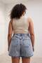 Light Blue Ripped Elastic High Waist Mini 100% Cotton Non-Stretch Denim Shorts Tbbss26Ap00014 - 3
