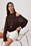 Wardrobe Essentials Ekru Kayık Yaka Oversize 2'li Atlet-Bluz Triko İnce Bluz TWOSS26BZ00283 - 2