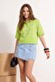 Yeşil Wardrobe Essentials Yazlık İplik Çizgili Polo Yaka Triko Bluz TWOSS26BZ00127