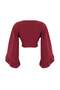 Bordo Dokuma Volanlı Plaj Crop Bluz TBESS19BB0095 - 6