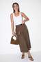 Khaki Belted Pleated Long Skirt Tdrss26Et00056
