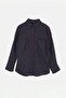 Navy Blue Double Pocket Oversize Striped Shirt Tdrss26Go00112