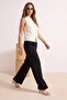 Siyah Pilili Wide Leg/Geniş Paça Dokuma Pantolon TWOAW25PL00109 Palazzo