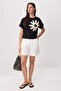 Black Floral Regular/Normal Fit Short Sleeve Tok 100% Cotton Knitted T-Shirt Twoss26Ts00222 - 2