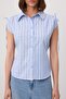 Light Blue Striped Shirt with Drawstring Detail Twoss26Go00208 - 5
