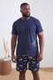 Navy Blue Regular Cut Game Printed 100% Cotton Big Size Pajama Set Tmnss26Ai00001