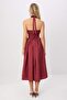 Bordo Boyundan Bağlı Poplin Maxi Dokuma Elbise TWOSS25EL00881 - 5