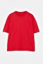 Red - White Oversize/Relaxed Fit 100% Cotton T-Shirt Tmnss24Ts00038 - 10