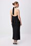 Siyah Dik Yaka Shift/Düz Kesim Maxi Örme Elbise TPRSS26EL00289 - 4