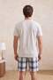 Beige Regular Fit Plaid / Check 100% Cotton Summer Knitted Pajamas Set Tmnss26Pt00065 - 4